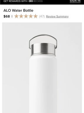 ALO Yoga White Bottle with Stainless Handle